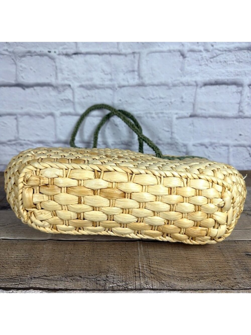 Y2K Tropical Straw Tote Drawstring Security Liner Summer Beach Vacation Purse - Picture 5 of 16